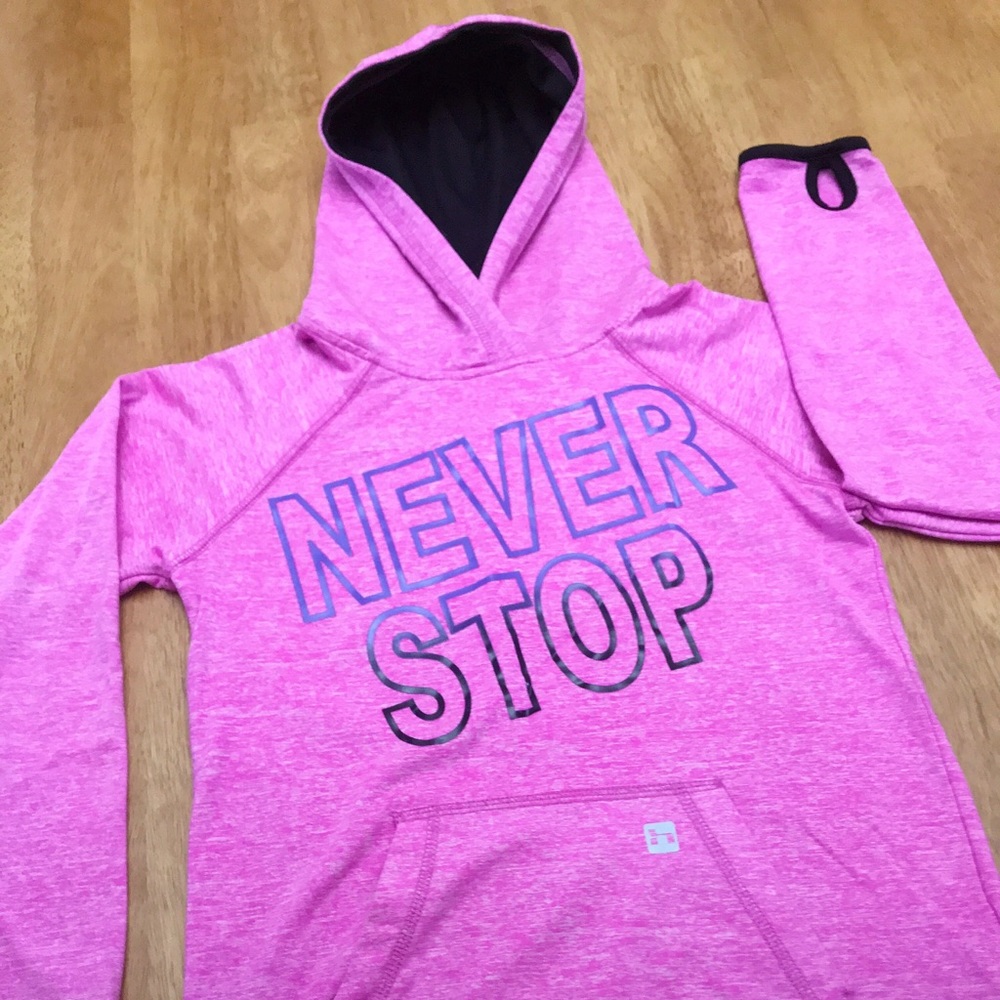 Girls pink with purple lettering girls hoodie